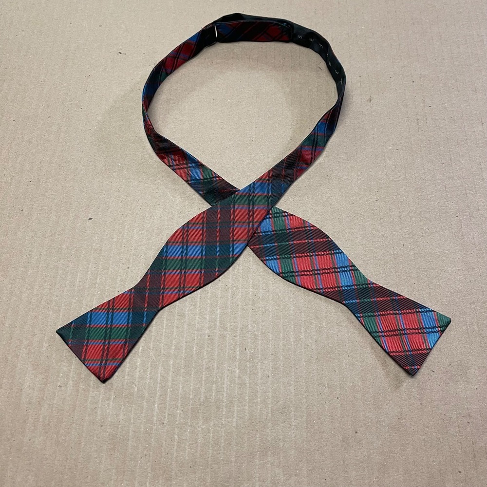 Tie Bar Bow Tie Silk Self Tie 2" Tartan Plaid Green Red‎ Jesse Tyler Ferguson